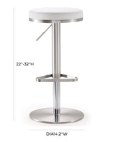 Fano White Performance Vegan Leather and Stainless Steel Adjustable Barstool Model: TOV-K3614